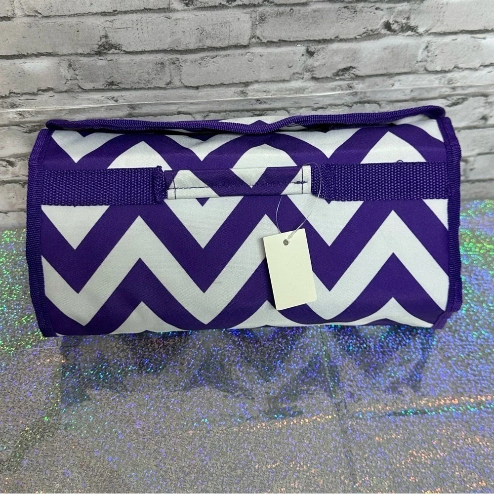 Purple Chevron Travel Folding Hanging BAG Toiletry Cosmetic Bag NEW